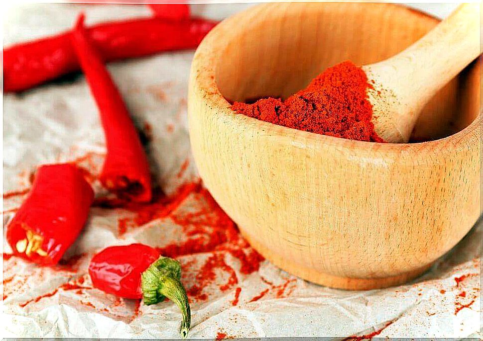 Bowl with cayenne pepper