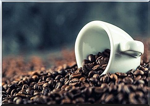 Cup with coffee beans