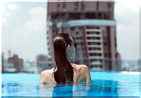 Woman in a swimming pool