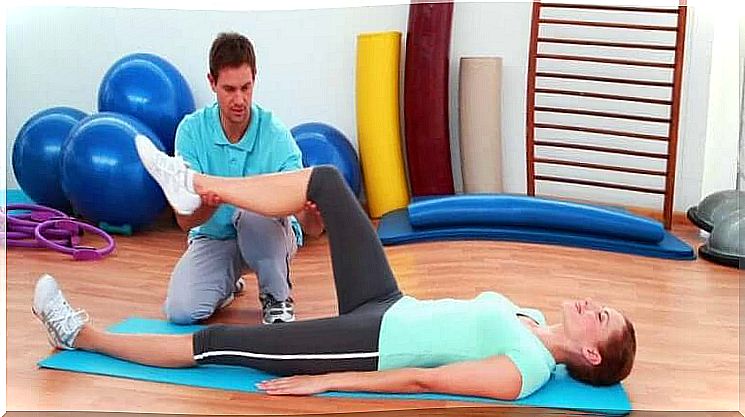 Woman doing exercises at a physiotherapist