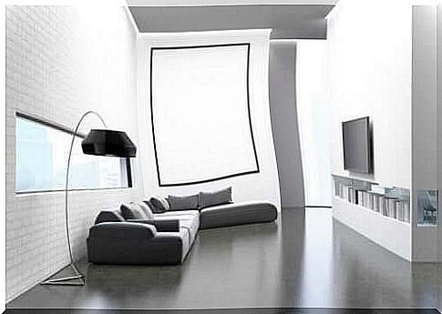 Living room decorated with minimalism