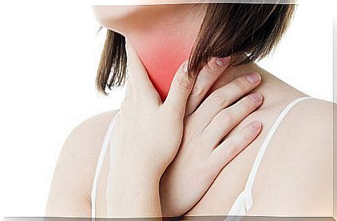 A woman with a sore throat