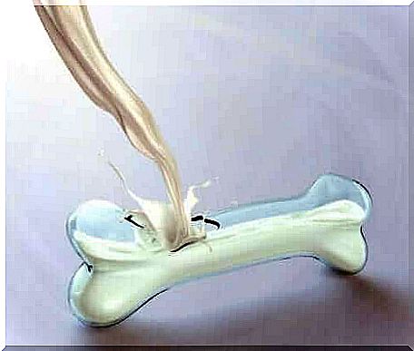 An illustration of milk being poured into a bone